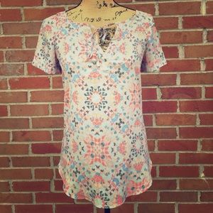 A.N.A.  Multi Color Watercolor Print Top Size XS